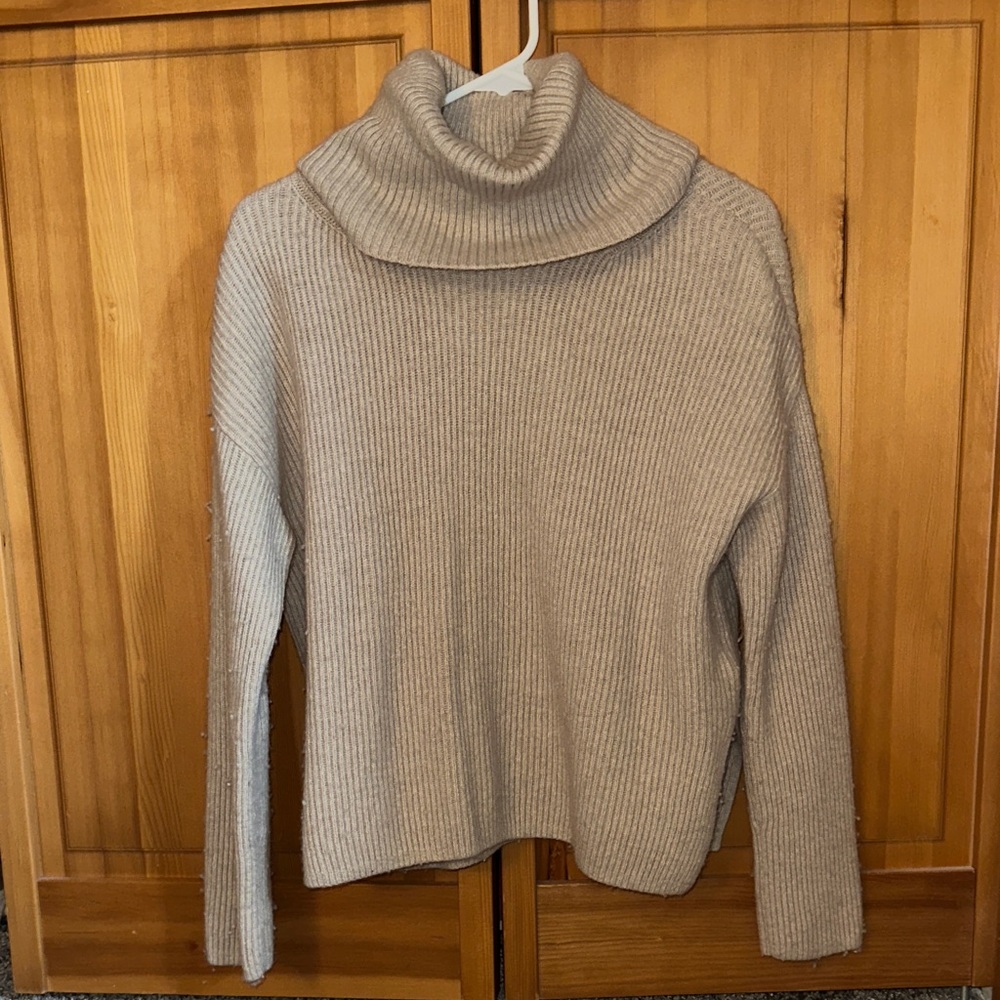 Banana Republic Taupe Ribbed Cowl Neck Sweater